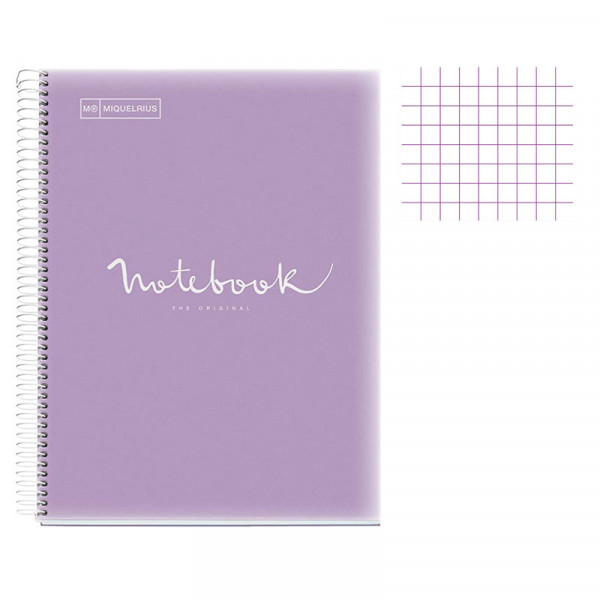 Cahier - A4 (21x29,7cm) - Petits carreaux - 240 pages - couverture en polypro violet - à spirale - Miquelrius