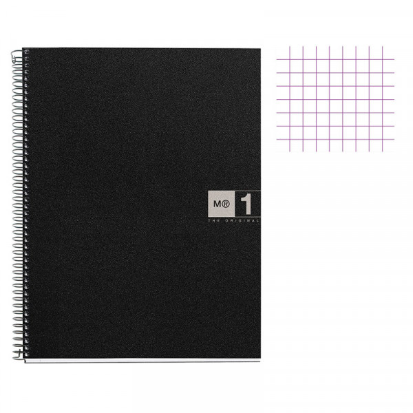 Cahier - A4 (21x29,7cm) - Petits carreaux - 160 pages - couverture en carton noir - à spirale - Miquelrius | Surdiscount