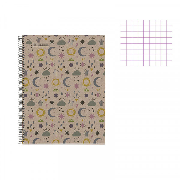 Clairefontaine 308756C Un Cahier de Texte à Spirale Mimesys - 17x22 cm - 144 Pages Grands Carreaux - Papier Blanc 90 g - Couverture Polypro Transparent - Couleur Aléatoire