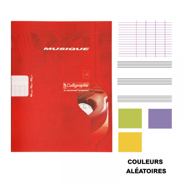 Cahier de musique - A4 (21x29,7cm) - Grands carreaux - 48 pages - couverture en carton - sans spirale - Clairefontaine