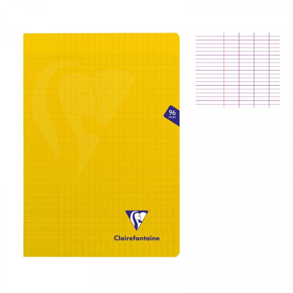 Cahier - A4 (21x29,7cm) - Grands carreaux - 96 pages - couverture en polypro - sans spirale - Clairefontaine - Mimesys