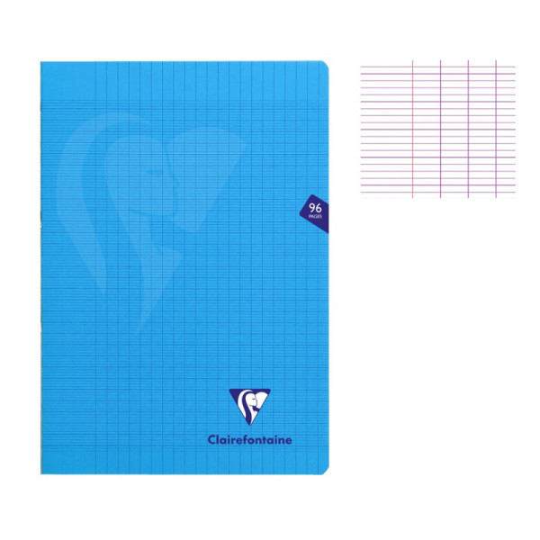 Cahier - A4 (21x29,7cm) - Grands carreaux - 96 pages - couverture en polypro - sans spirale - Clairefontaine - Mimesys