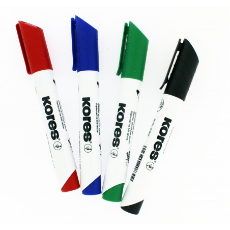 4 Marqueurs Effaçables À Sec - Pointe Ogive - 1 Éponge Pour Tableau Blanc - Kores | Surdiscount
