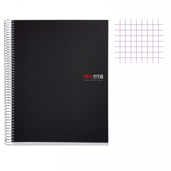 Cahier - A4 (21x29,7cm) - Petits carreaux - 200 pages - couverture en polypro noir - à spirale - Miquelrius | Surdiscount