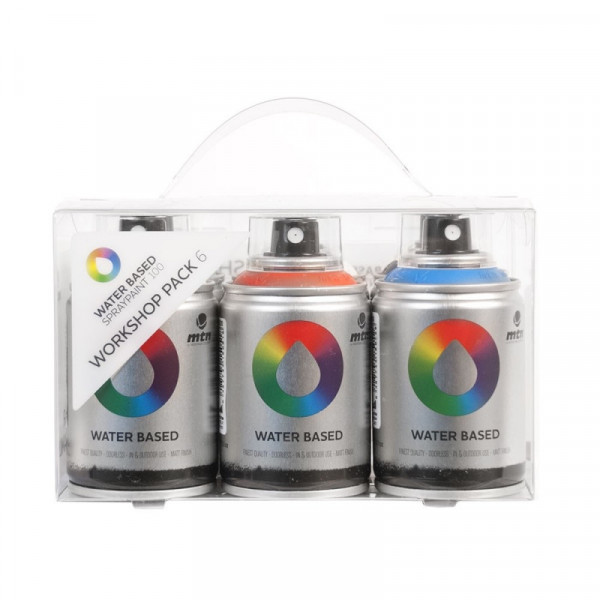 Lot de bombes de peinture - 6 couleurs - water based - Mtn
