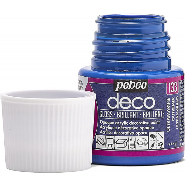Peinture acrylique - Bleu outremer - Brillant - Pébéo - Déco - 45ml