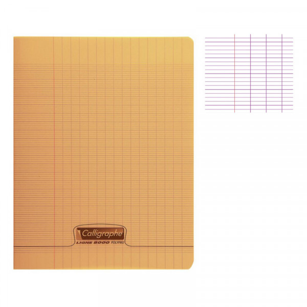 Cahier - 17x22(cm) - Grands carreaux - 96 pages - couverture en polypro - sans spirale - Clairefontaine - Calligraphe
