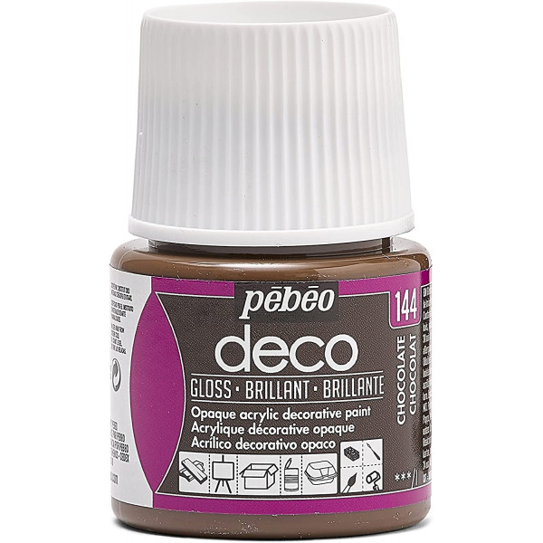 photo-Peinture acrylique - Marron chocolat - Brillant - Pébéo - Déco - 45ml