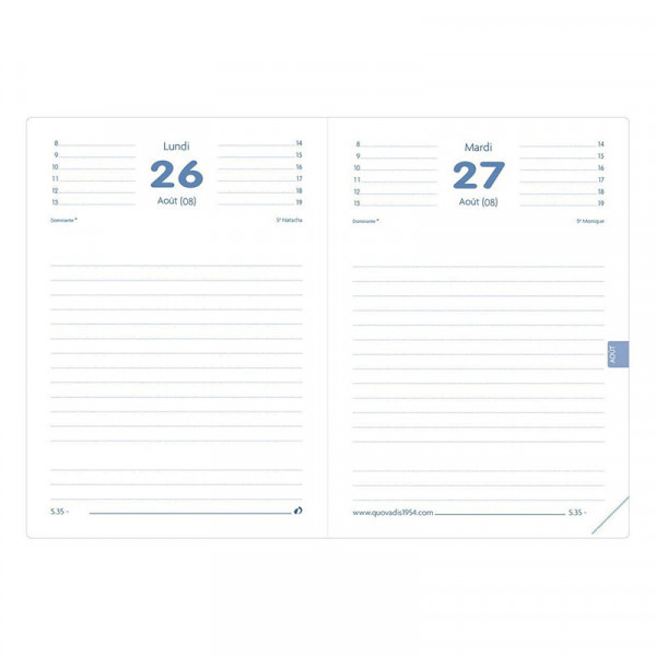 Agenda - 2026/2027 - Noir - Septembre à septembre - 1page par jour - Quo Vadis Eurotextagenda