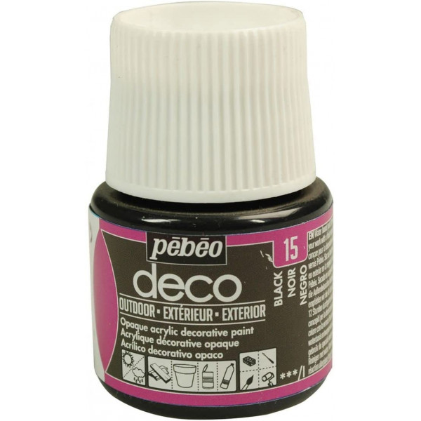 photo-Peinture acrylique - Noir mat - Outdoor - Pébéo - Déco - 45ml