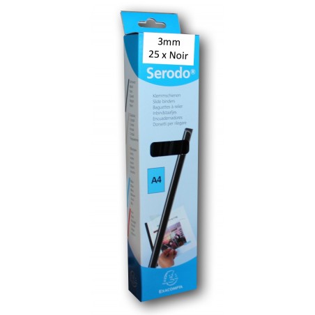 Serodo - Baguettes À Relier - A4 - 3Mm - X25 - Noir | Surdiscount