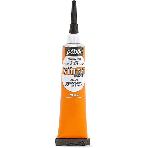 photo-Tube de peinture relief - Verre métal porcelaine - Orange paprika - Vitrea 160 - 20ml