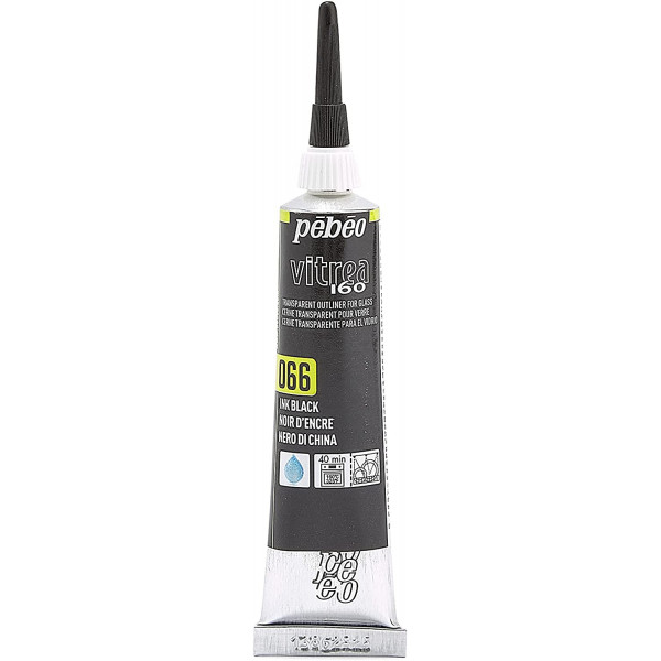 photo-Tube de peinture relief - Verre métal porcelaine - Noir d'encre - Vitrea 160 - 20ml