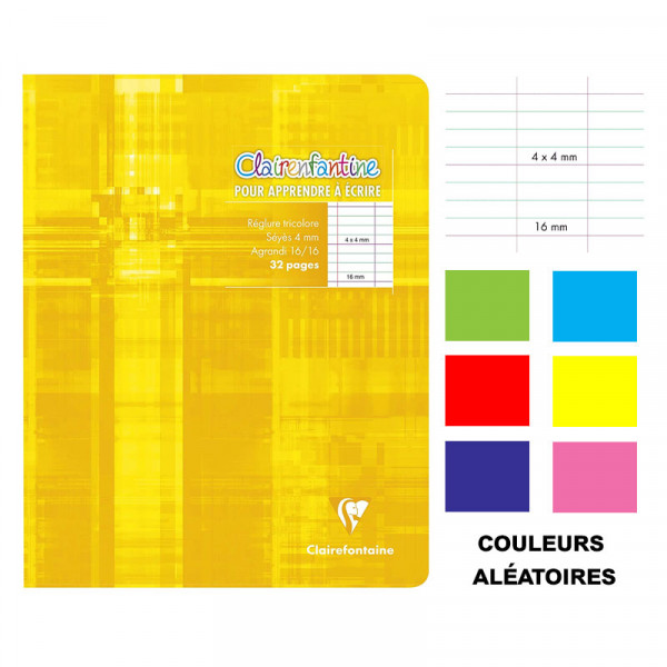 Cahier d'écriture - 17x22(cm) - Interligne 4 mm - 32 pages - sans spirale - Clairefontaine