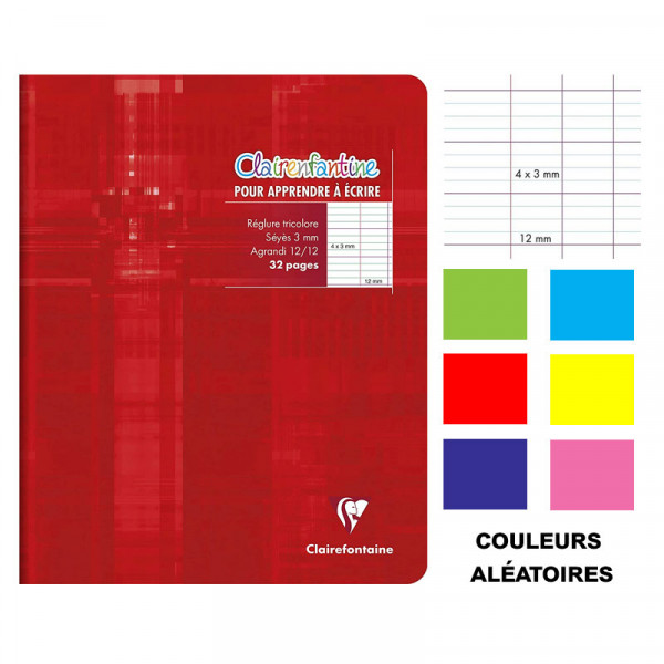 Cahier d'écriture - 17x22(cm) - Grands carreaux 3 mm - 32 pages - sans spirale - Clairefontaine
