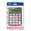 Calculatrice de bureau - 8 chiffres - Rose et gris - Grosses touches - Piles et solaire