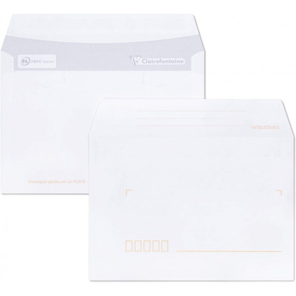 Paquet de 50 enveloppes - Blanches - C6 114X162mm - Auto-adhésive - Avec cases