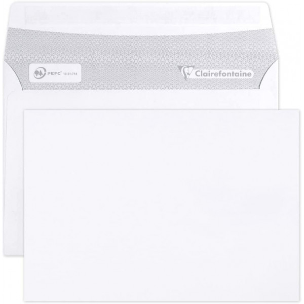 Paquet de 20 enveloppes - Blanches - C6 114X162mm - Auto-adhésive - Clairefontaine