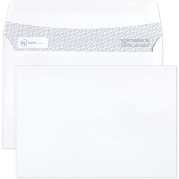 Paquet de 100 enveloppes - Blanches - C6 114x162mm - Auto-adhésive - Clairefontaine