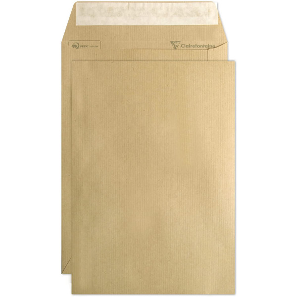 15 enveloppes - Kraft brun - C5 162x229mm - Auto-adhésive - Clairefontaine