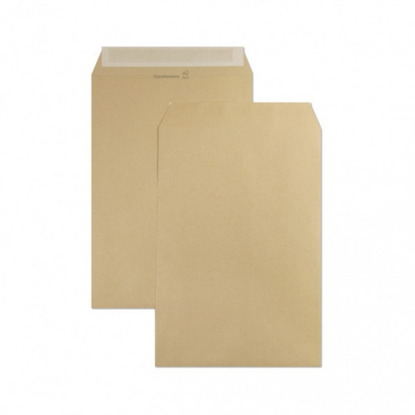 50 enveloppes - Kraft brun - B5 176x250mm - Auto-adhésive - Clairefontaine