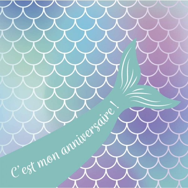Cartons d'invitation et enveloppes - Anniversaire enfant - Sirène - Clairefontaine