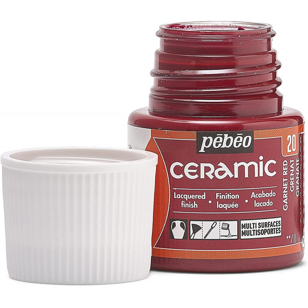 Peinture pour céramique - Rouge grenat - Pébéo - Ceramic - 45ml