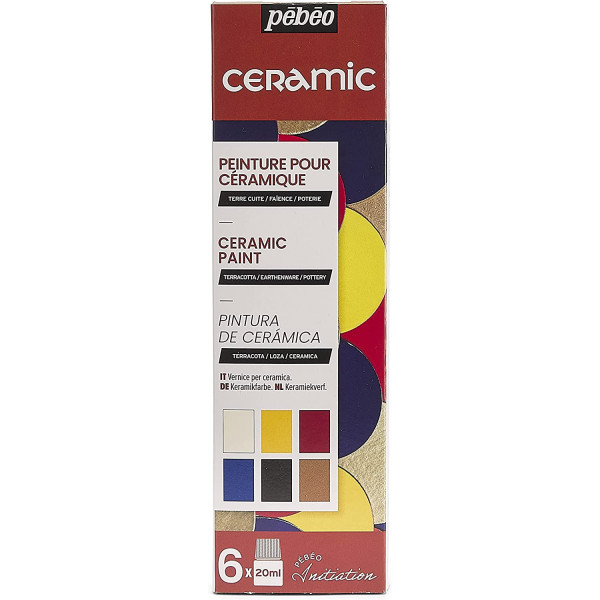 photo-Coffret - Peinture pour céramique - Pébéo - Ceramic - 6x20ml - Assortiment