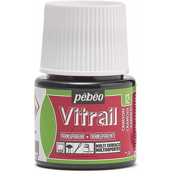 photo-Peinture pour verre - Vitrail - Pébéo - Rouge cramoisi - 45ml