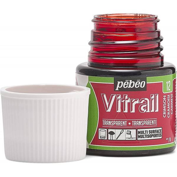 Peinture pour verre - Vitrail - Pébéo - Rouge cramoisi - 45ml