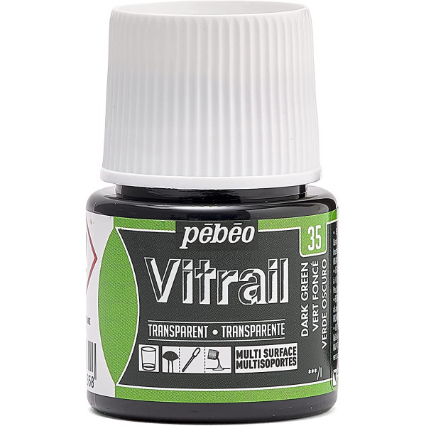 photo-Peinture pour verre - Vitrail - Pébéo - Vert foncé - 45ml