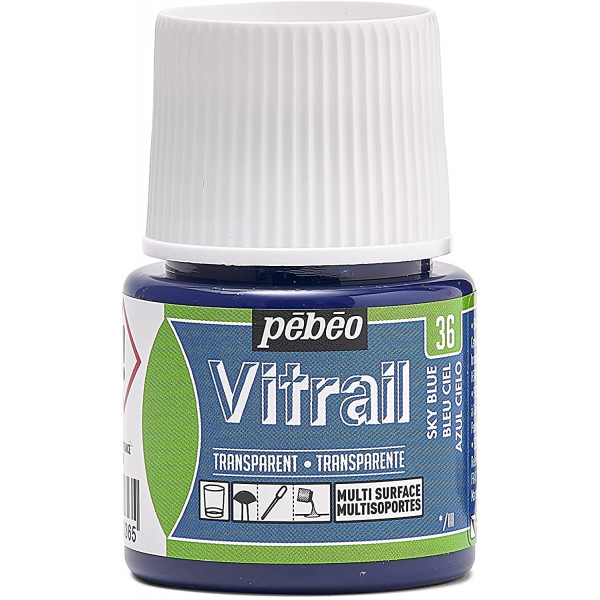 photo-Peinture pour verre - Vitrail - Pébéo - Bleu ciel - 45ml