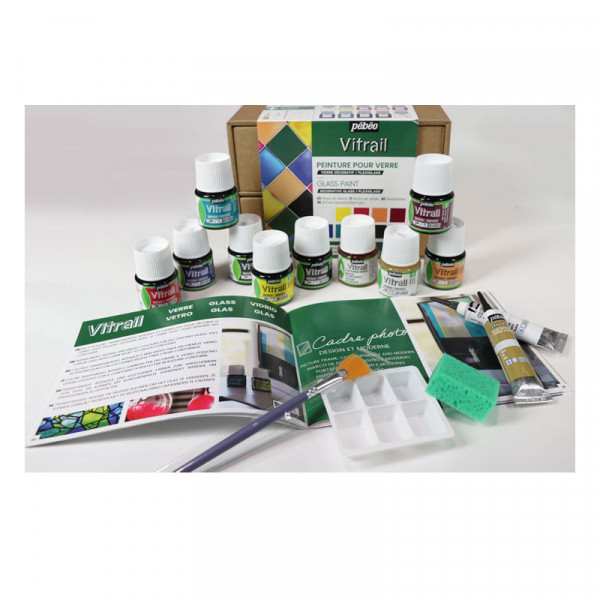 Coffret - peinture pour verre - Pébéo - Vitrail - 10x15ml - Assortiment