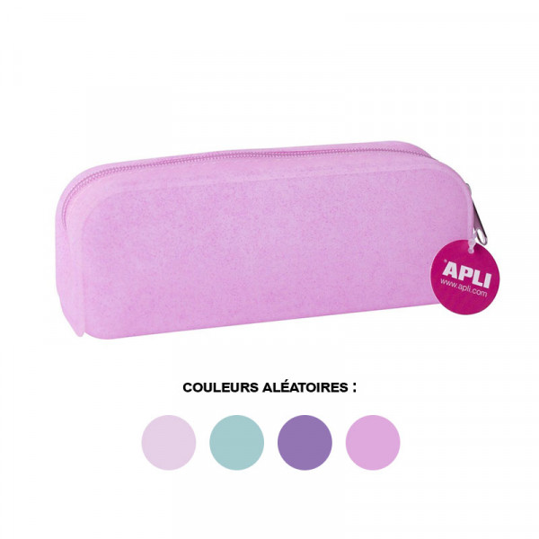 Trousse scolaire - Rectangulaire - Paillettes - Rose - Vert - Violet - Silicone - Apli