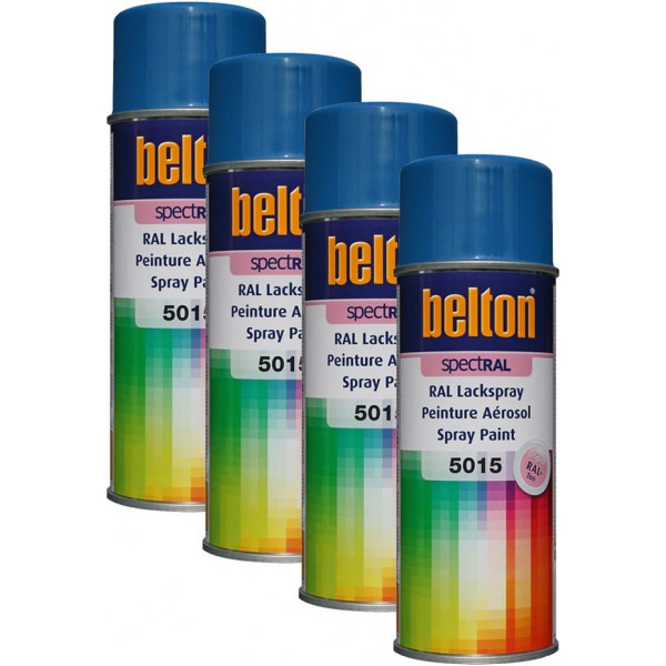 photo-Lot de 4 bombes de peinture Belton Spectral RAL5015 Bleu ciel 400ml