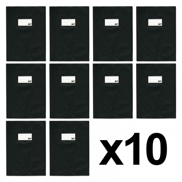 photo-Lot de 10 protège-cahiers 21 x 29,7 cm A4 plastique noir Apli