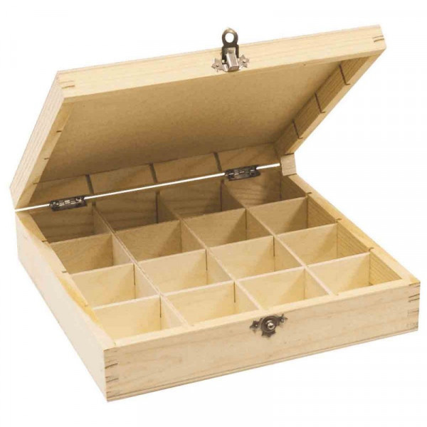 Boîte De Rangement En Bois 16 Compartiments - Surdiscount