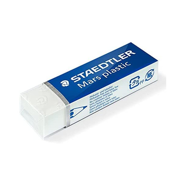 Lot de 2 gommes blanches - Sans phtalate ni latex - Staedtler - Mars plastic