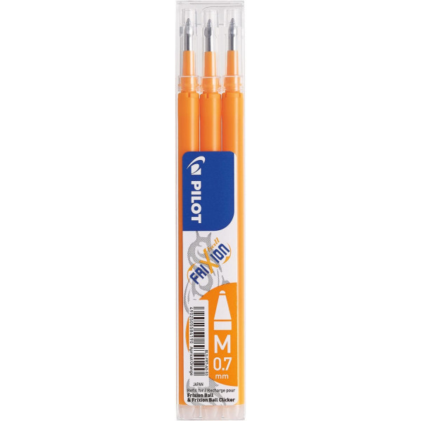photo-Lot de 3 recharges FriXion pointe moyenne 0,7mm abricot Pilot