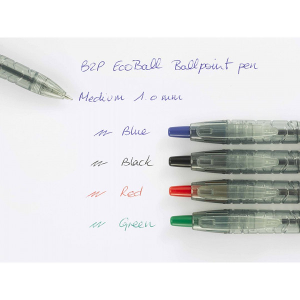 Stylo bille - Rétractable - Rouge - Plastique recyclé - B2P Ecoball - Begreen - Pilot