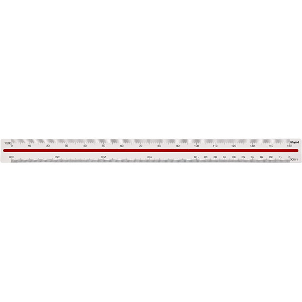Règle triangulaire - Kutch - Echelles de réduction 1:500 1:1000 1:1250 1:1500 1:2000 1:2500 - Maped
