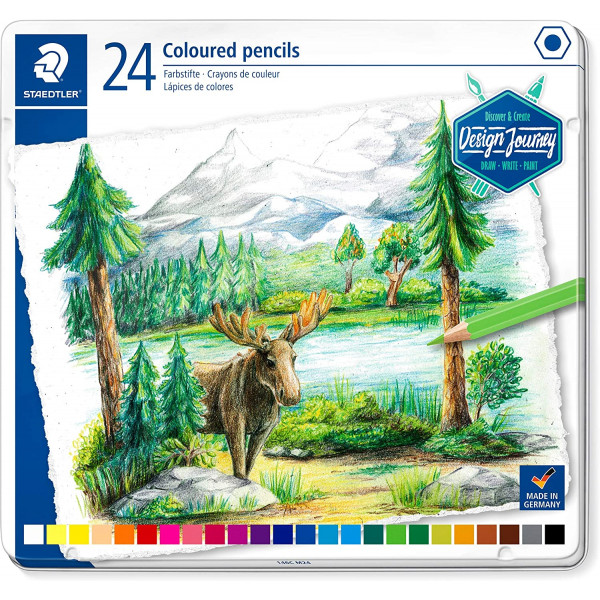 photo-24 crayons de couleur - Beaux-Arts - Mine 3mm - Boîte métal - Staedtler
