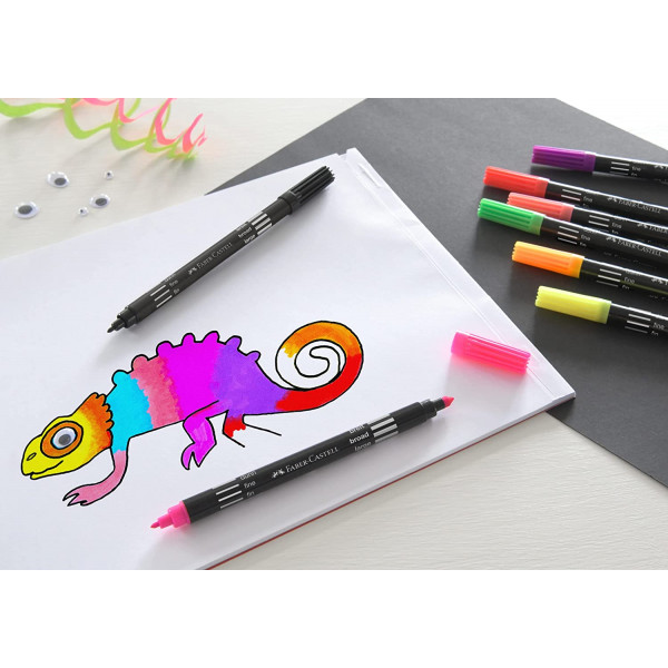 10 feutres de coloriage - Double pointe - Fine et moyenne - Faber-Castell