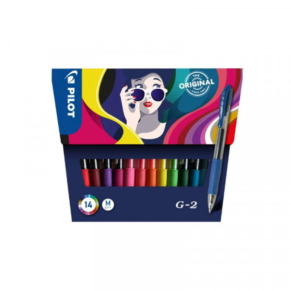 photo-14 stylos roller - G-2 - Pilot - Encre gel - Pointe moyenne - Assortiment