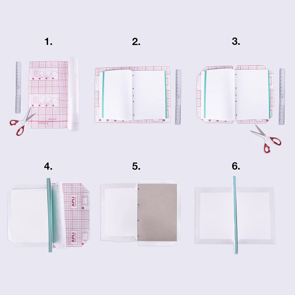 Lot 6 Protège-cahiers Transparents A4 Réglables - Réutilisables, Protection Livres Scolaires