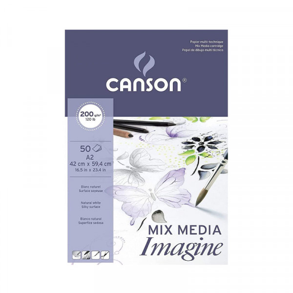 photo-Bloc - Multi technique - A2 - Blanc - 200g - 50 feuilles - Mix Media Imagine - Canson