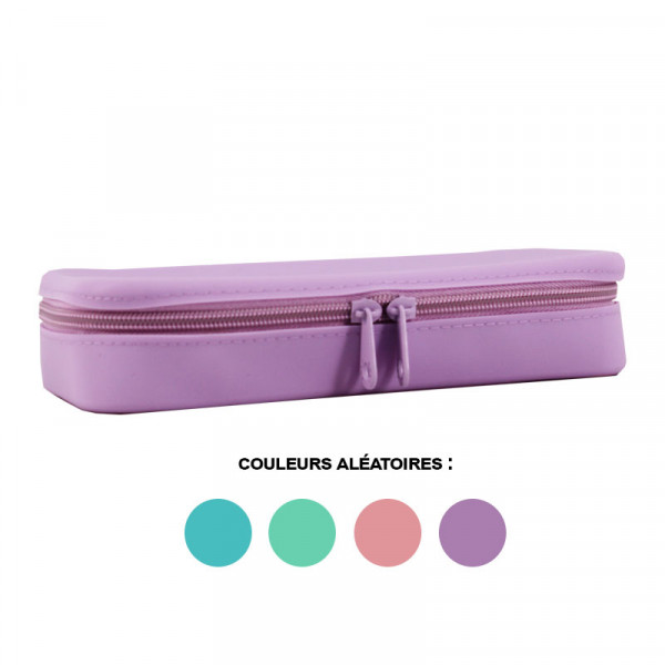 Trousse - Scolaire - Rectangulaire - Silicone - Couleurs pastel - Apli