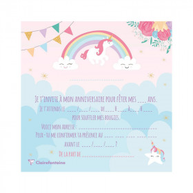 Cartons d'invitation et enveloppes - Anniversaire enfant - Licorne - Clairefontaine | Surdiscount