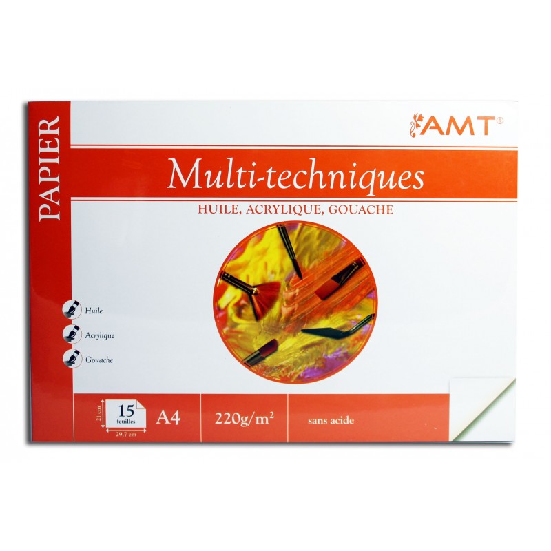 Bloc Multi-Techniques - A4 - 15 Feuilles - 220G/M2- Amt pas cher