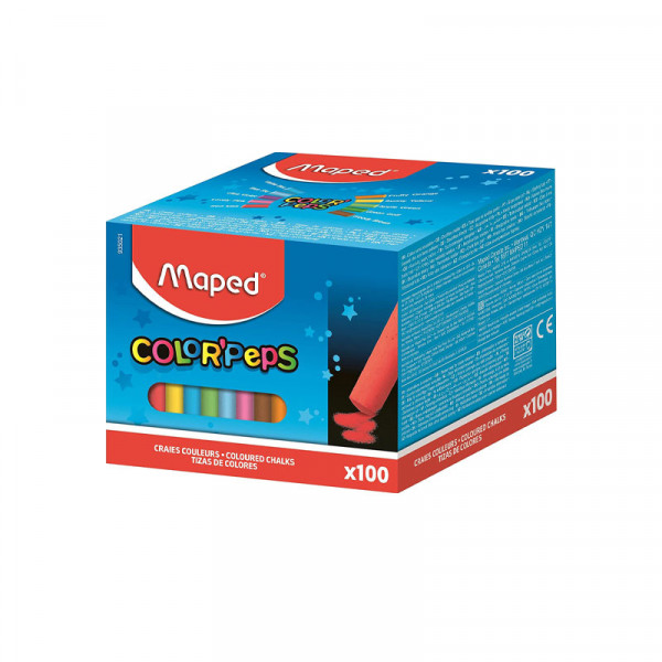 Boite de 100 craies de couleur pour ardoises noires White'Peps Maped | Surdiscount